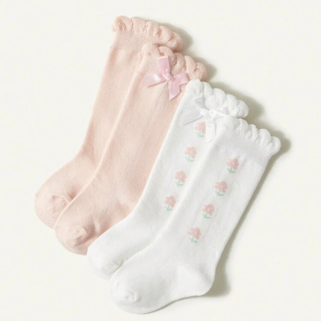 Medias Florales con Lazo